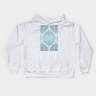 Through Ocean & Sky - turquoise & blue Moroccan pattern Kids Hoodie